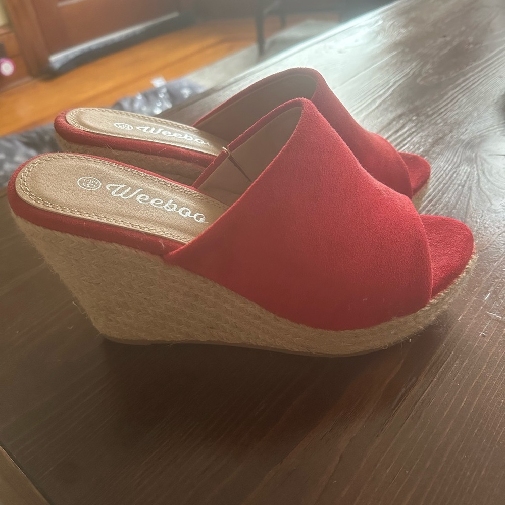 Women's Red Wedge Sandals